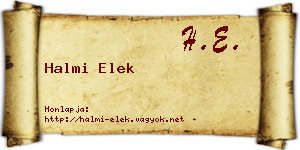 Halmi Elek névjegykártya